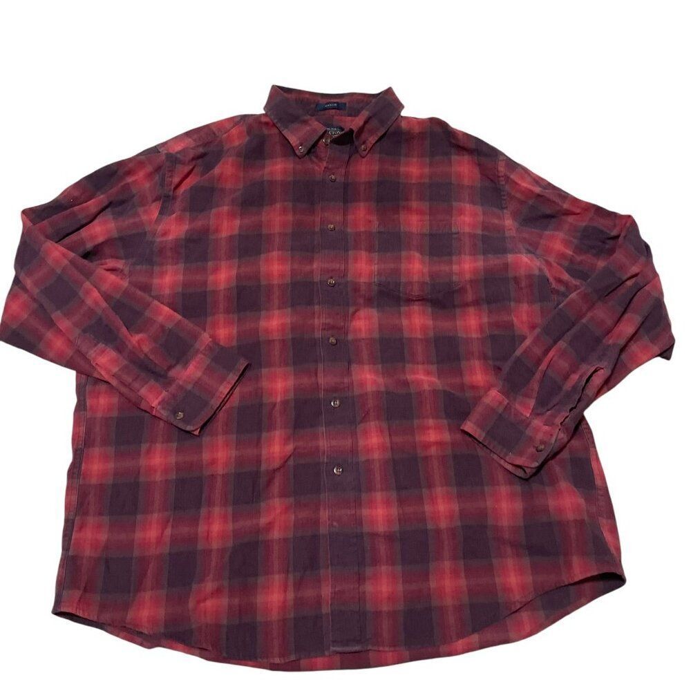 Pendleton Mason Red Plaid Flannel Cotton Shirt Long Sleeve Button Up Men's XXL